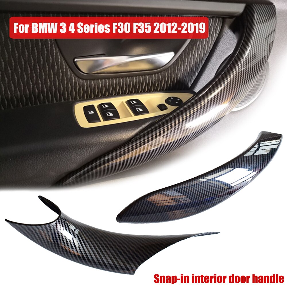 Auto Snap-In Interieur Deurklink Beschermen Trim Pull Carbon Textuur Voor Bmw 3 4 Serie F30 F31 f32 F33 F34 F35 F80 F82 -19