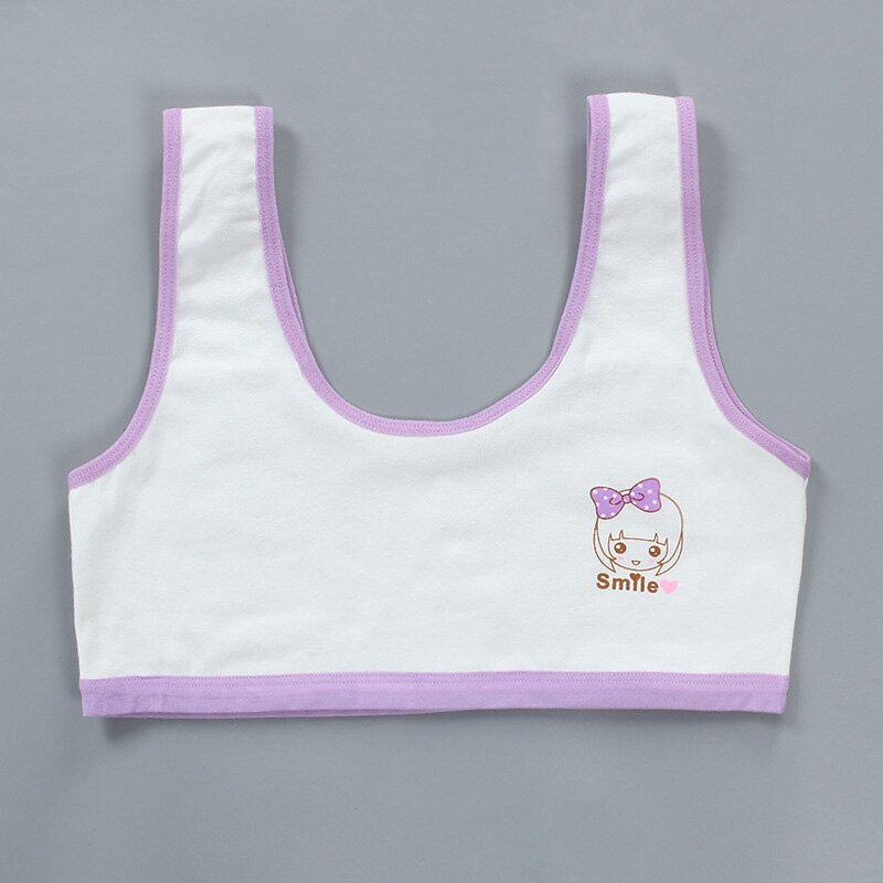 7-14 Years Teen bra girl Underwear vest Cotton Spandex Big Girl's Sport Adolescente Kids Underwear Letter Racerback Training: Purple