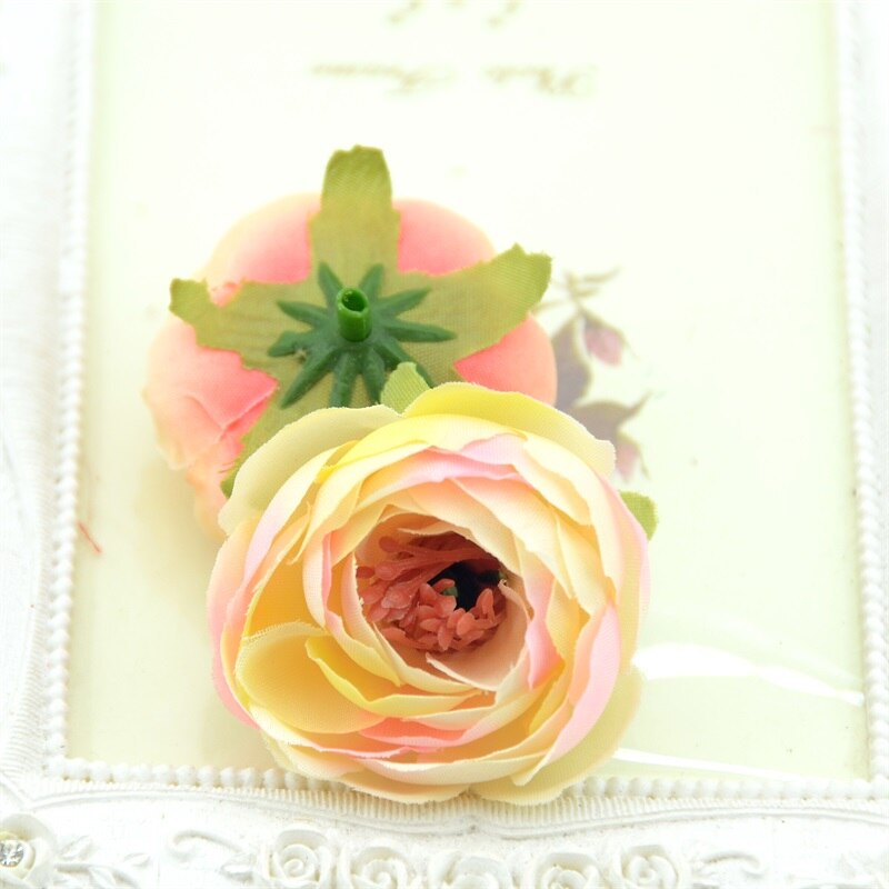 5 stk kunstige 5cm håndlavede knop silke blomsterhoveder til bryllup haven dekoration diy scrapbog håndværk kasse tilbehør: Gradvis lyserød