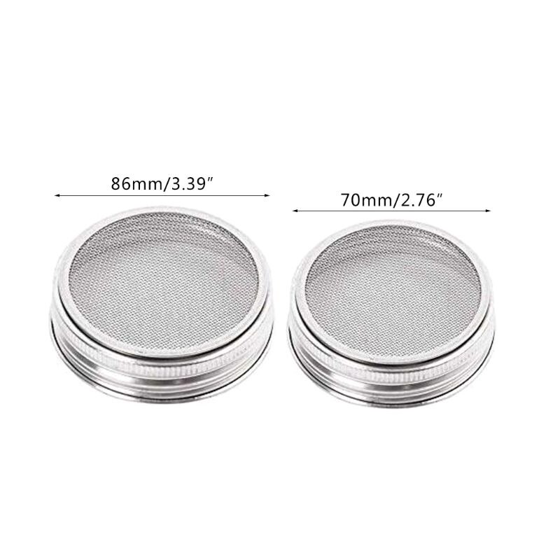 Tapas de germinador de semillas, cubierta de malla de filtro de acero inoxidable 304, colador de pantalla para frascos de enlatado de boca ancha, 4 unids/set por juego