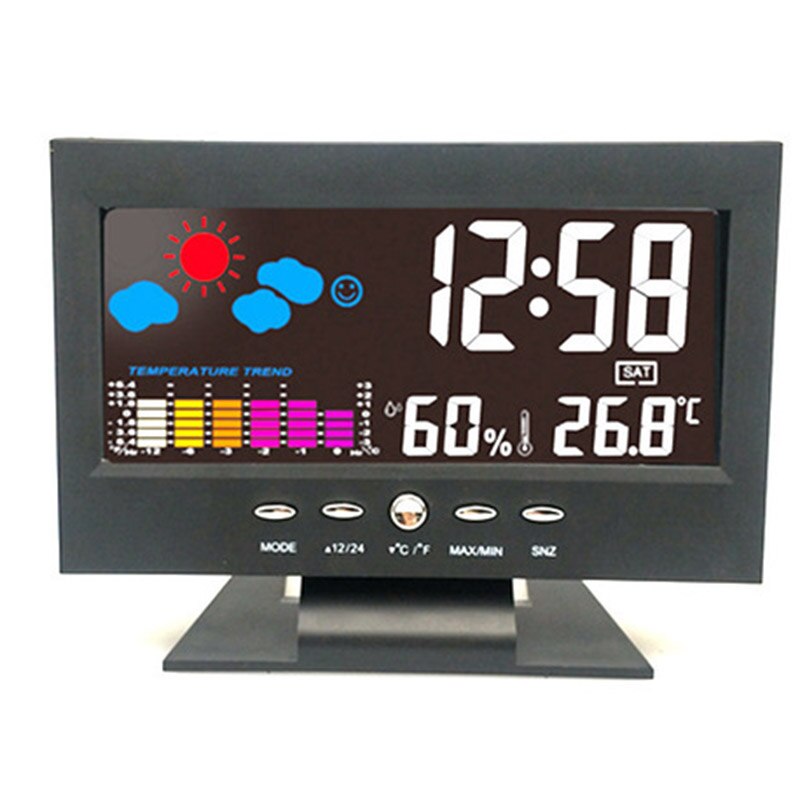 Led Temperatuur-vochtigheidsmeter Klok Digitale Display Weersverwachting Kalender Alarm P7Ding