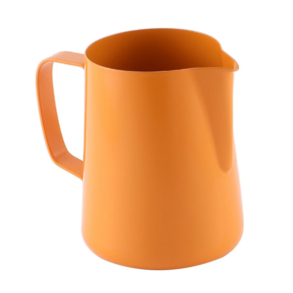 Milk Pitcher 400ml Kitchen Home Cafe Stainless Steel Milk Jug For Making Coffee, Cappuccino: Orange
