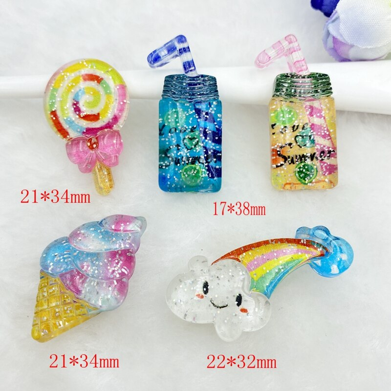7 st/lot hartsblandning glänsande små saker platt rygg cabochon scrapbooking hår rosett centrum utsmyckningar gör-det-själv tillbehör  c62: Blandad