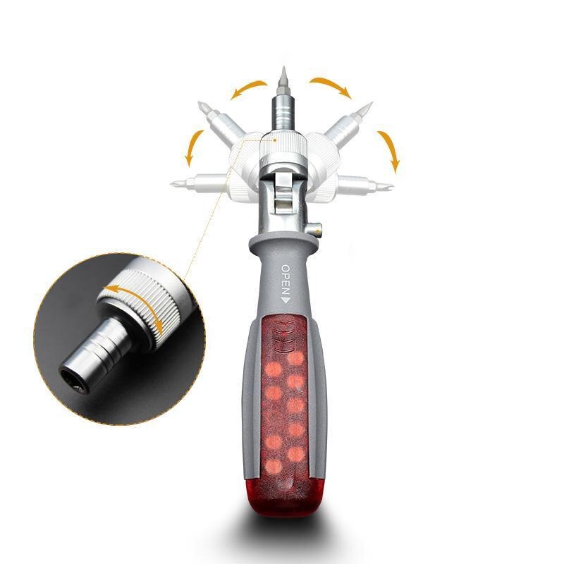 Multifunction Ratchet Screwdriver 180 Degree 1/4 Inch Inside Hexagon Adjustable Angle Mini Rapid Ratchet Screwdriver