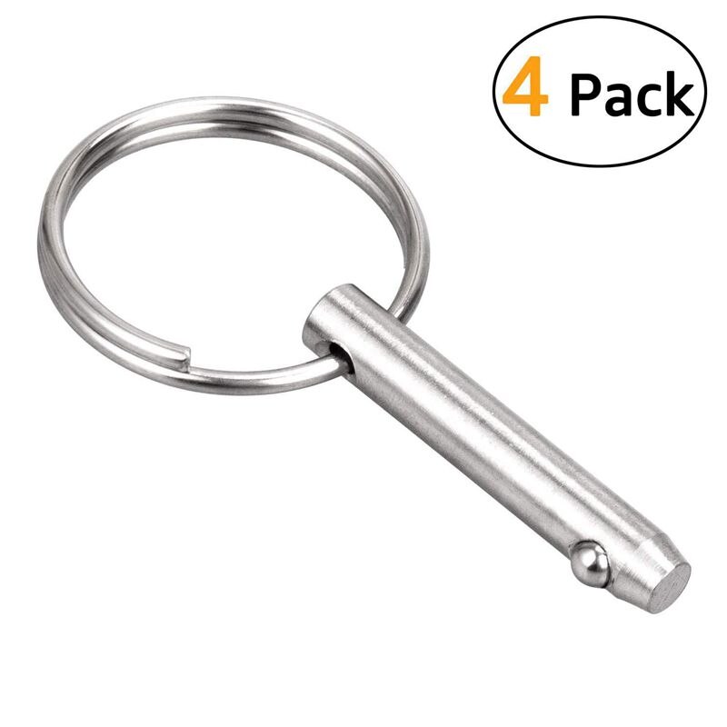4 Pcs Quick Release Pin 1/4 inch, Full 316 Stainless Steel, Bimini Top Pin, Marine Hardware, All Parts are Made of 316 Stainless
