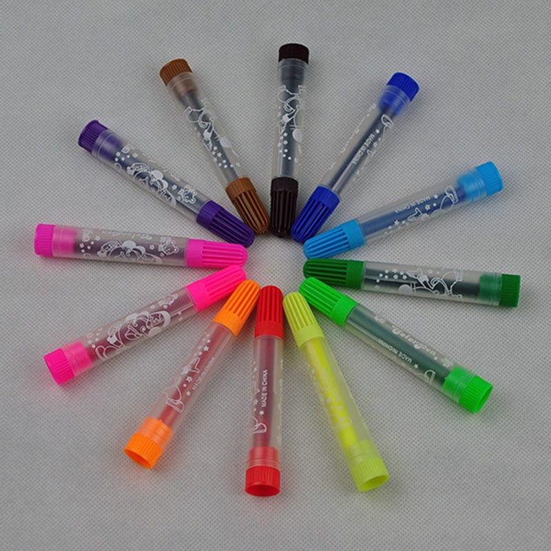 12 Stks/set Studenten Wasbare Aquarel Pen Mode Kleurrijke Cartoon 12 Kleuren Kids Graffiti Schilderen Tool Pen