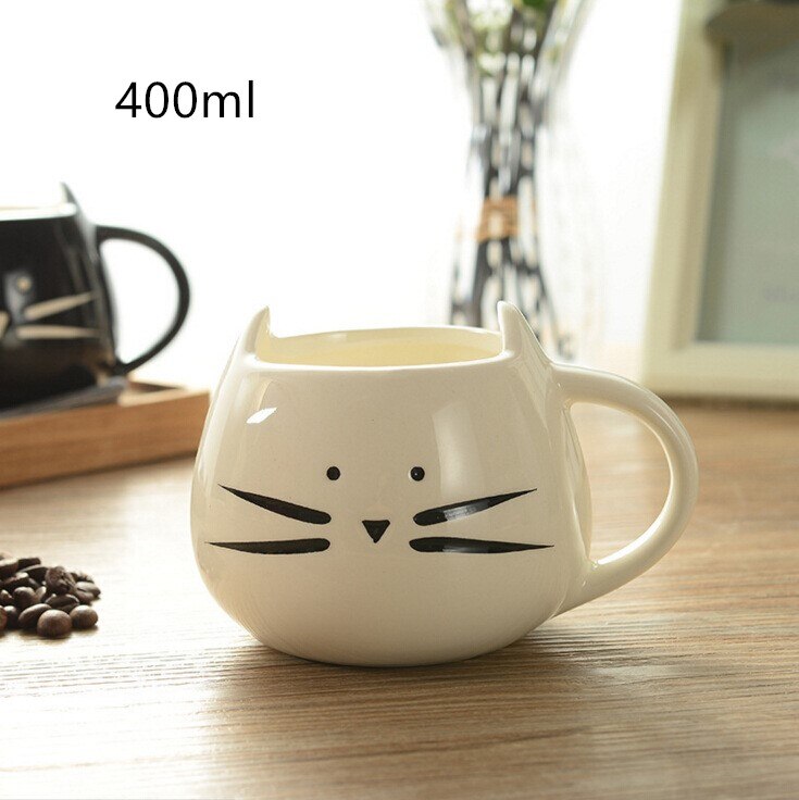 400 Ml Leuke Kat Dier Koffie Melk Mok Creatieve Keramische Kopjes Porselein Thee Mokken Ontbijt Drinkware Leuke Cadeaus: White A
