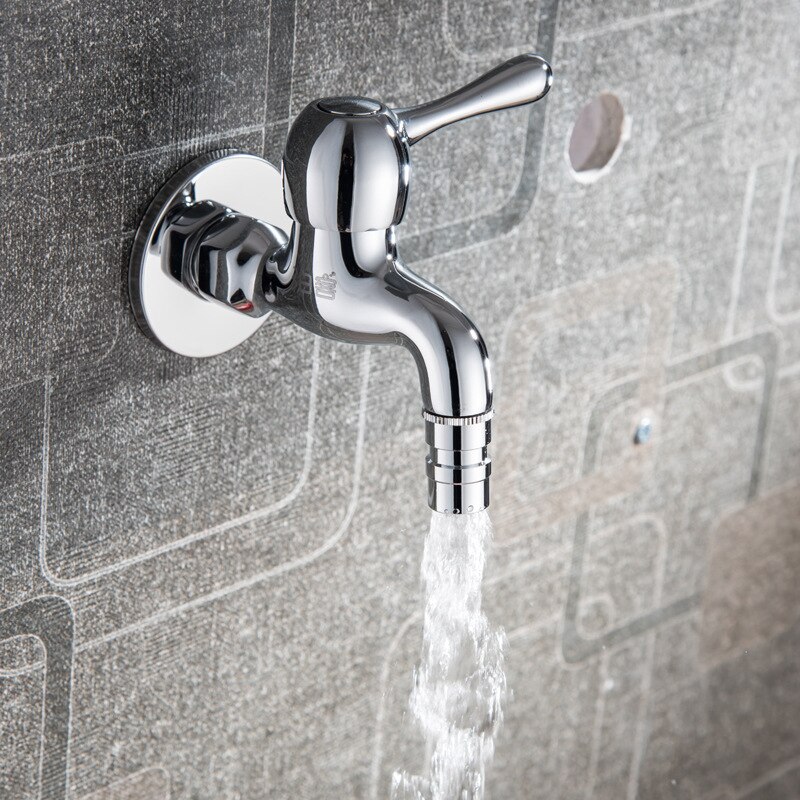 Brass Chrome Finished Bibcock Taps Washing Machine Tap Wall Mount Small Tap Decorative Double Garden Faucet