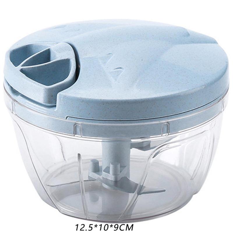 Trituradora giratoria de frutas y verduras, trituradora de carne Manual de acero inoxidable, paja de trigo, cortador de ajo, electrodomésticos para alimentos: Azul