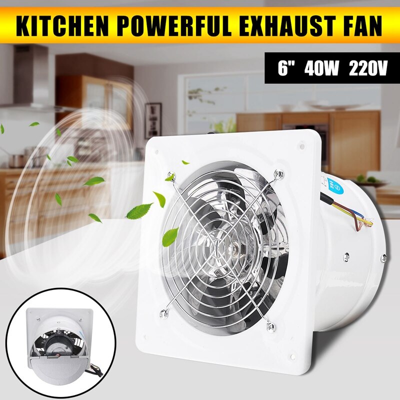 Warmtoo 6 Inch 40W Duct Booster Fan Exhaust Blower Air Cleaning Cooling Vent Metal Blade Window Wall Bathroom Kitchen Toilet Fan