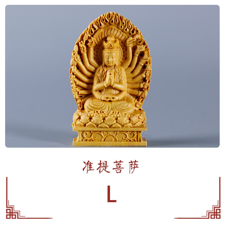 Buxus Carving Ornamenten Chinese Hout Boeddhabeeld Bewaken De Shrine Duizend Handen Guanyin Sculptuur Home Decor: L