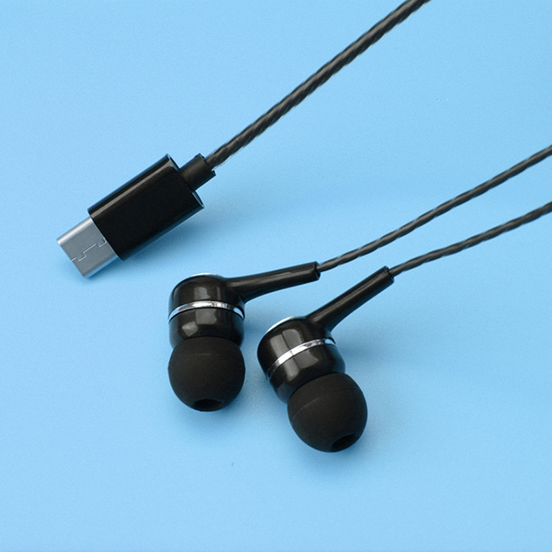 Mobile Phone Wired Headphones In-ear Simple With Mic TYPE-C Silicone Ear Tips Business Wired Headset Heavy Bass Music Earphone
