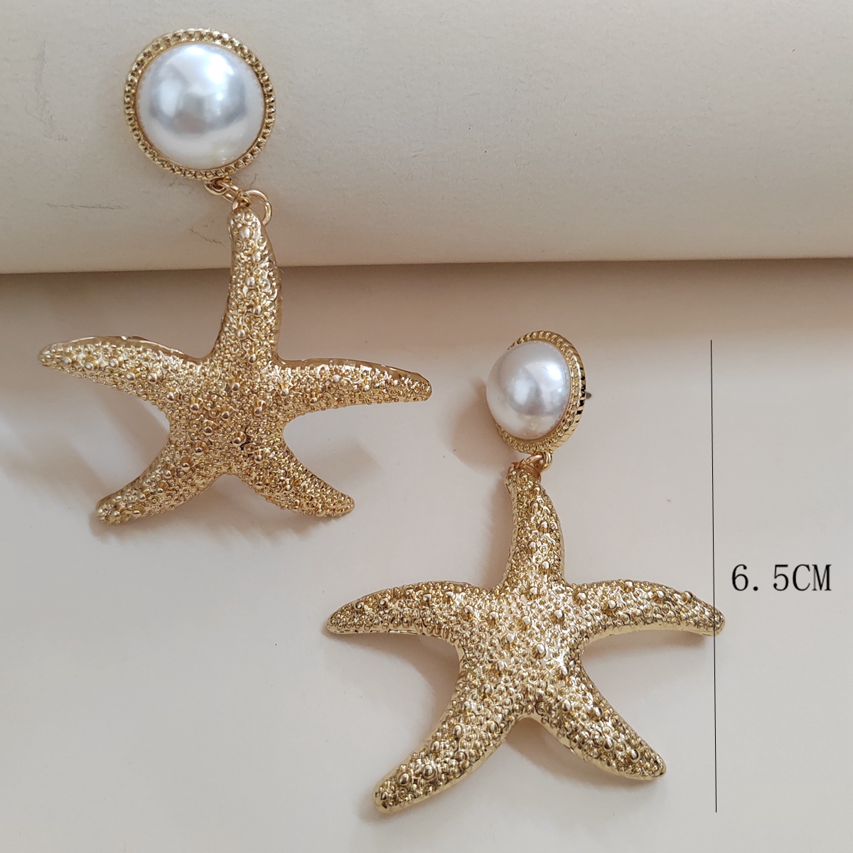 Pulsera y brazalete de estrella de mar elástico dorado, joyería de playa para mujer y niña