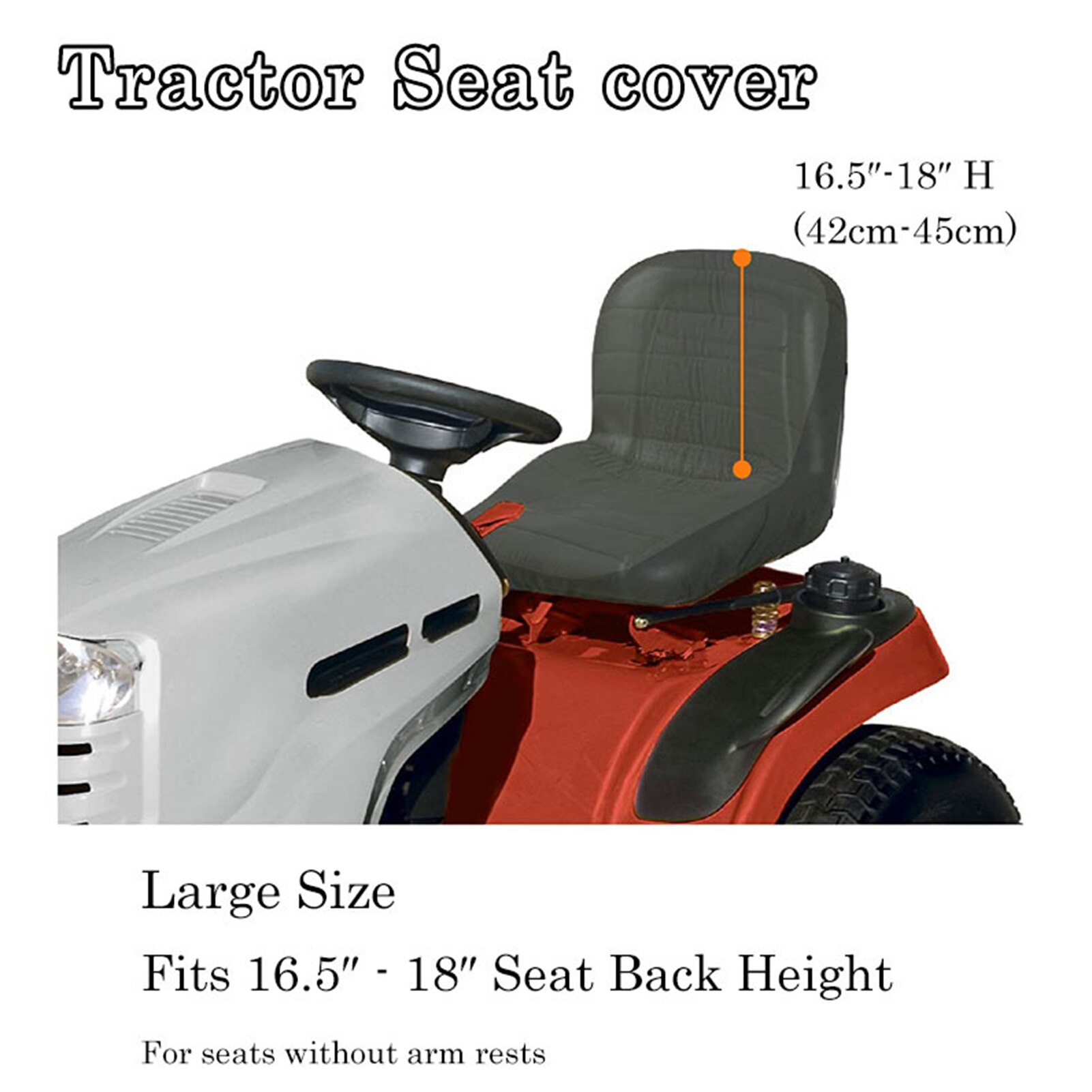 Lawn Mower Seat Cover Tractor Seat Cover Heavy Duty Padded 600D Oxford Material Grey