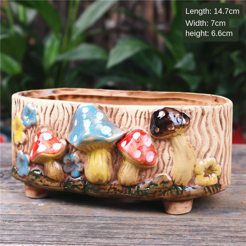 Paddestoel Steengoed Succulent Bloempot Woondecoratie Decoratie Creatieve Handgemaakte Gat Craft Succulent Bloempot