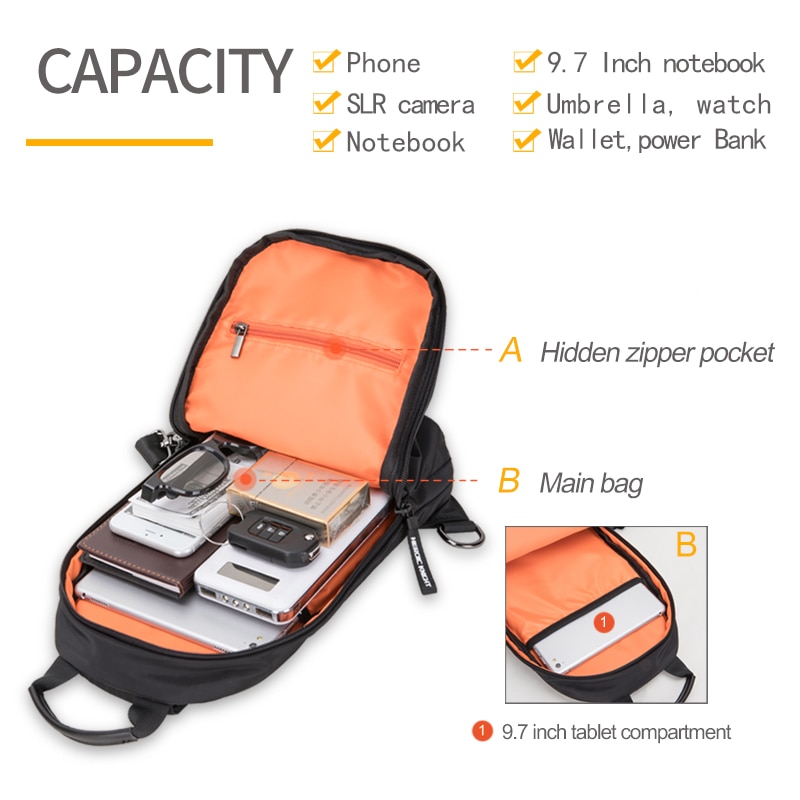 Heroischen Ritter Multifunktions Umhängetaschen Männer USB Lade 9,7 inchs Pad Brust Pack Kurze Reise Boten Brust Tasche Schulter Tasche