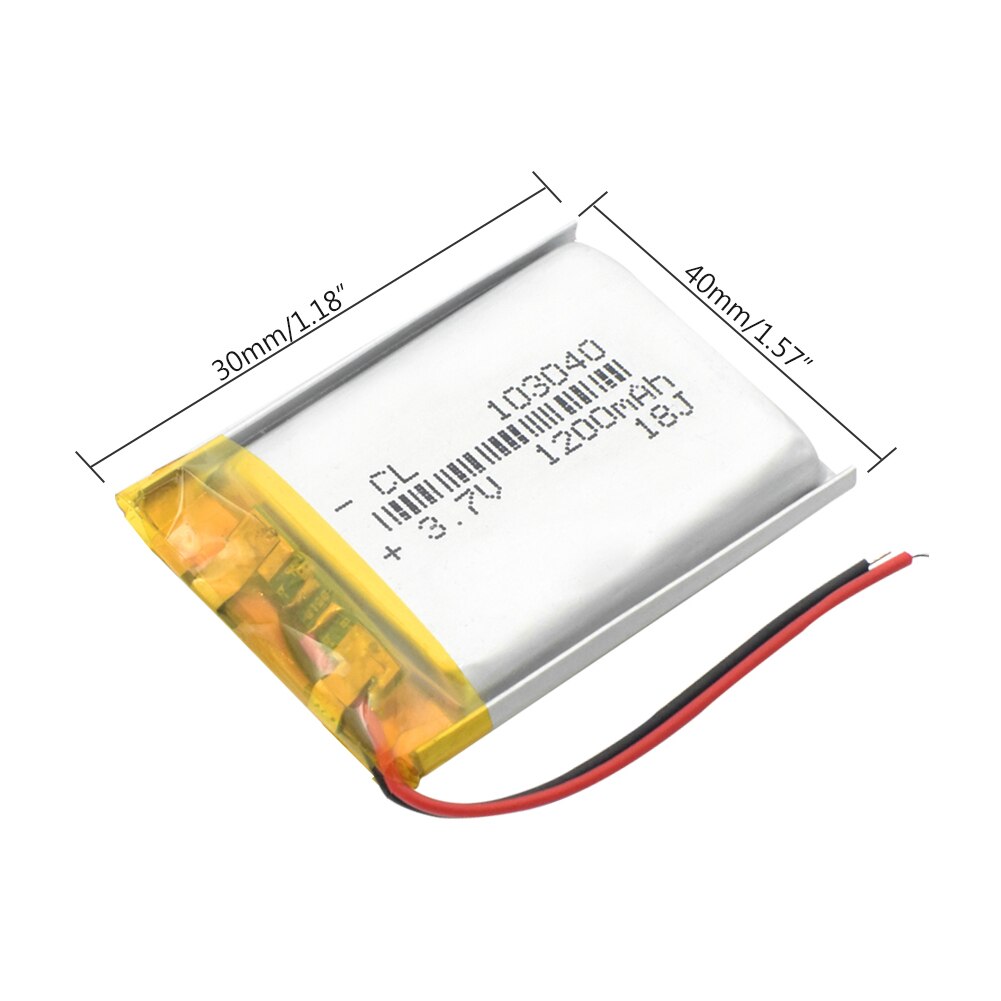 Lithium polymer battery 3.7V 1200mAh LiPo Rechargeable Battery 103040 For MP3 MP4 GPS PSP mobile video game PAD E-book Tablet