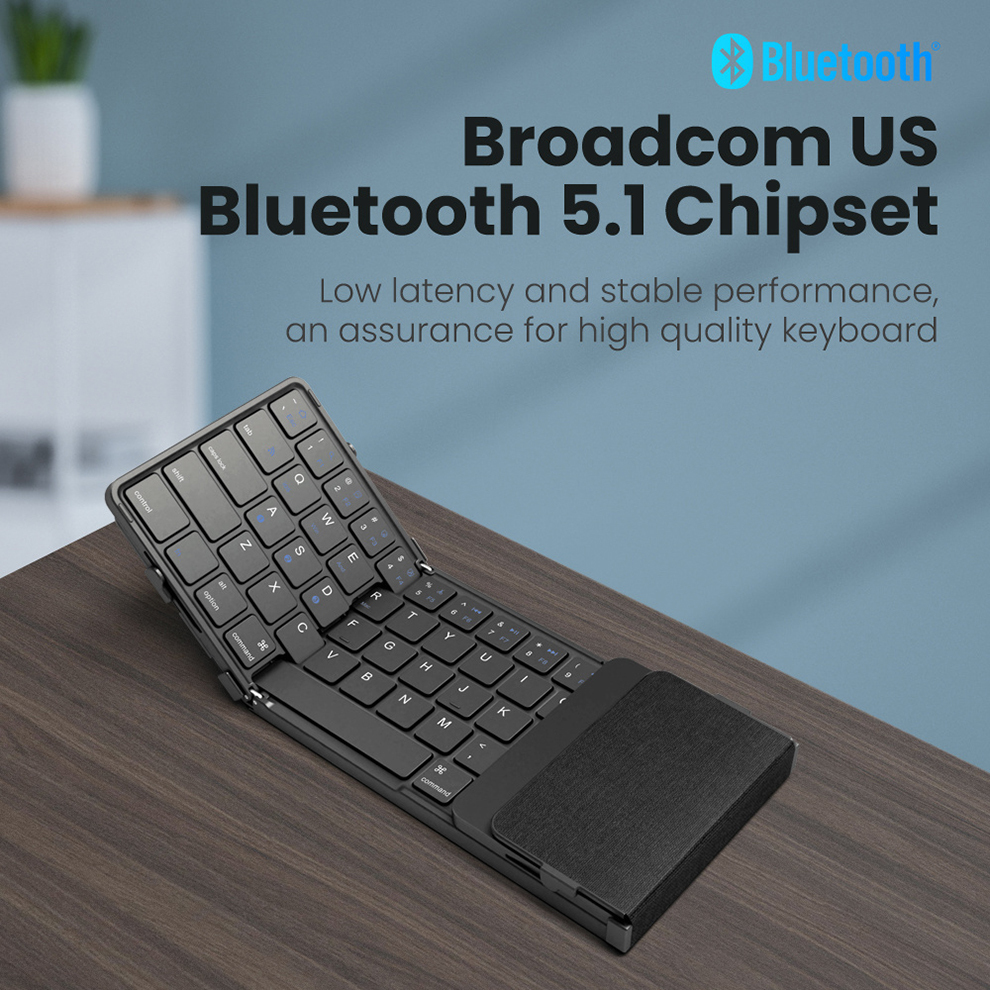 Faltbare Bluetooth-Tastatur mit Ziffernblock, kabellose Klapptastatur in voller Größe, wiederaufladbare tragbare Reisetastatur