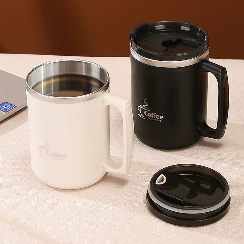 Copo de café de leite de aço inoxidável parede dupla térmica isolada copos de água e canecas de metal caneca de café