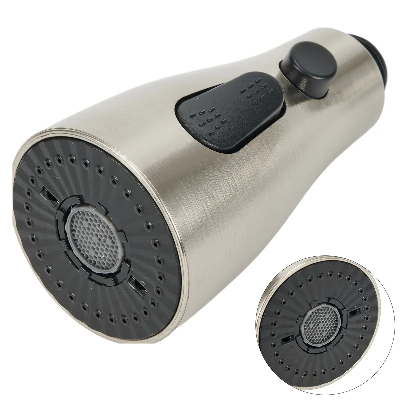 Kitchen Pull Out Faucet Sprayer Nozzle 3 Modes ABS Water Saving Kitchen Spare Replacement Tap Sprayer Head Nozzle Flower Shower: Brushed