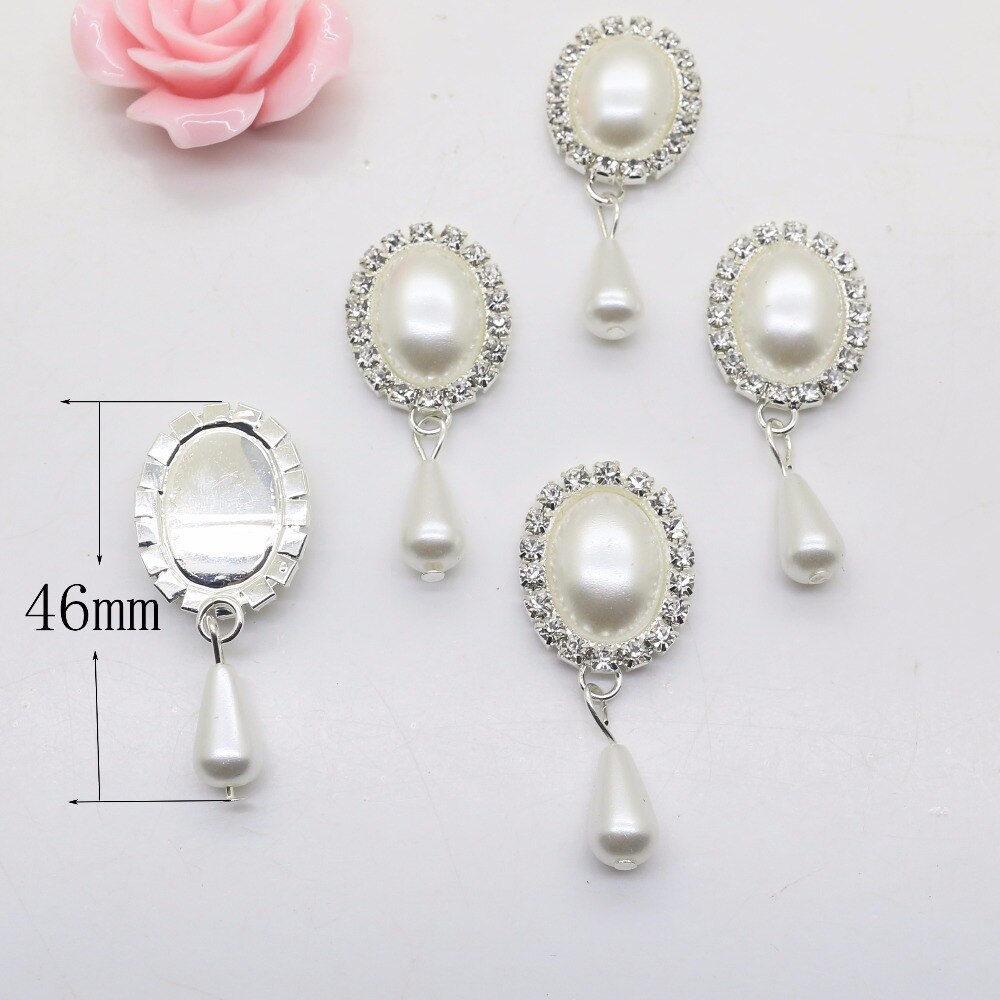 Fashion10Pcs/Lot 20*46Mm Ovale Hanger Diy Sieraden Bevindingen Rhinestone White Pearl Accessoires Caps Decoratie Voor maken: Default Title