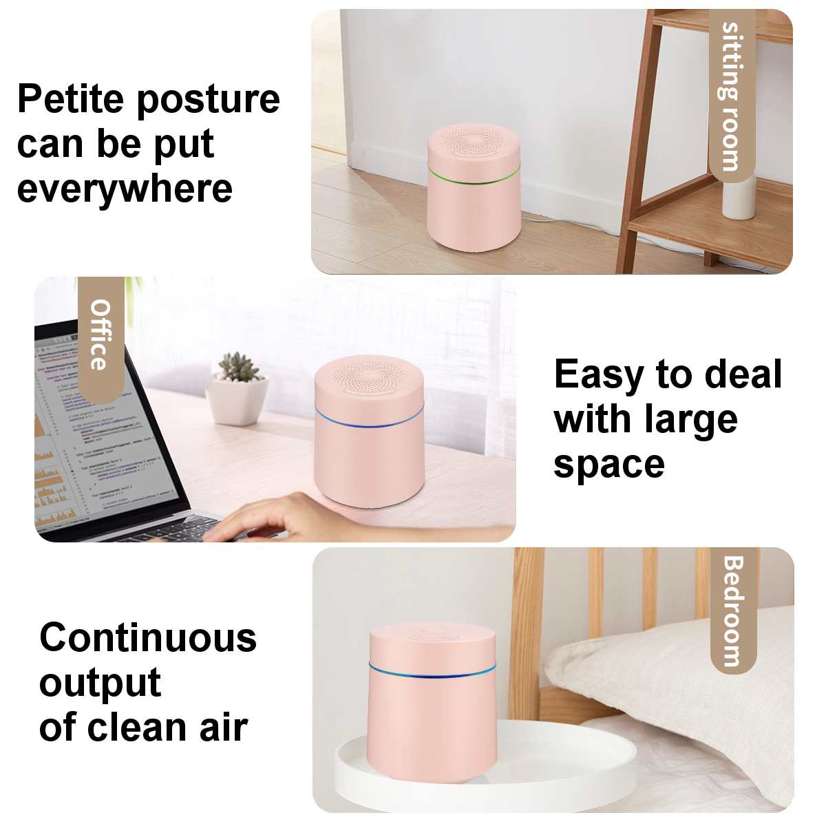 Usb Portable UV Air Purifier Allergies Eliminator Air Cleaner for Dust Pollen Smoke and Pet Dander Purifiers for Home Office