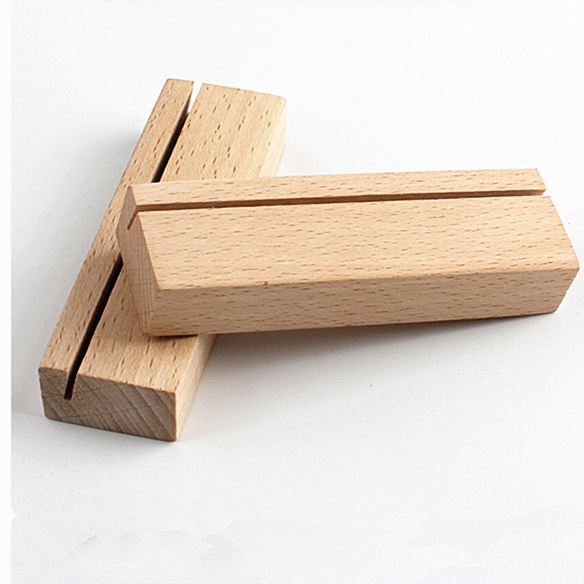 Wooden Photo Name Card Display Stands Holder POP Memo Sign Paper Price Label Advertising Signage Engrave LOGO 1Pack