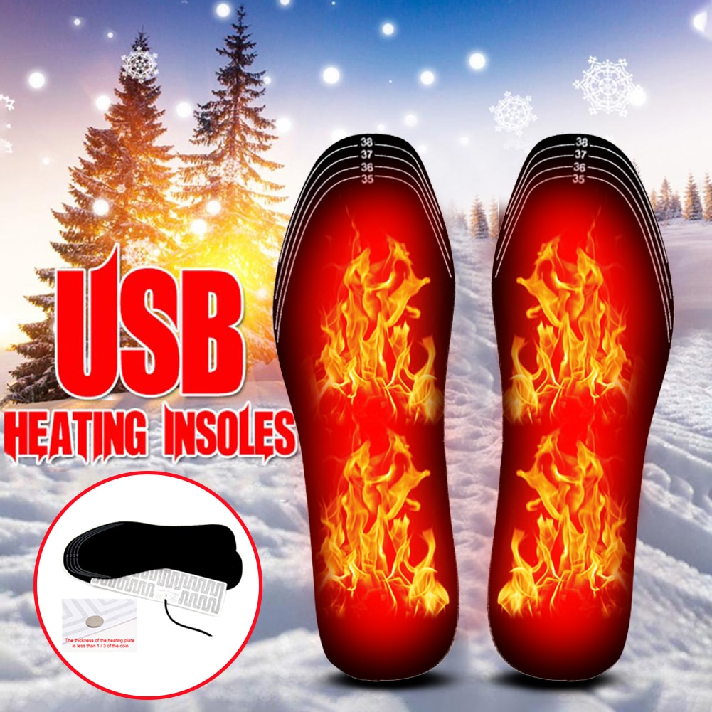 1 Paar Usb Verwarmde Inlegzolen Winter Voeten Warm Schoen Pad Mat Wasbare Comfortabele Outdoor Sport Schoen Verwarming Inlegzolen