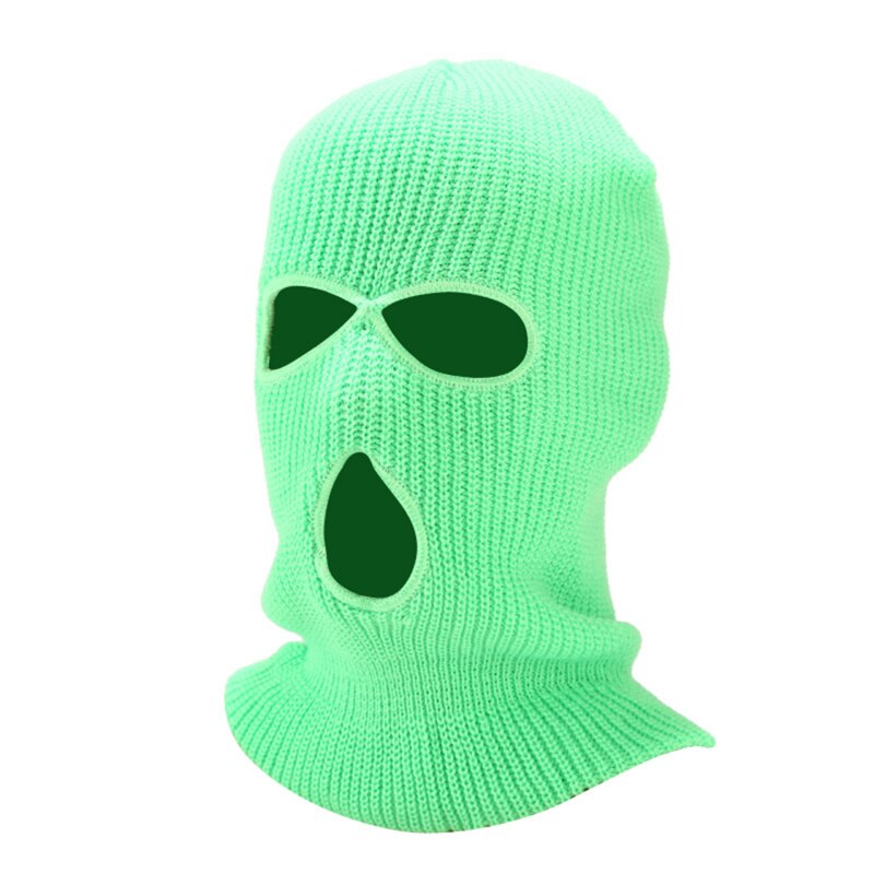 Gorro de lana con tres agujeros para hombre y mujer, gorro de punto antiterrorista, ladrón, fresco, máscara térmica para exteriores, cálido: green