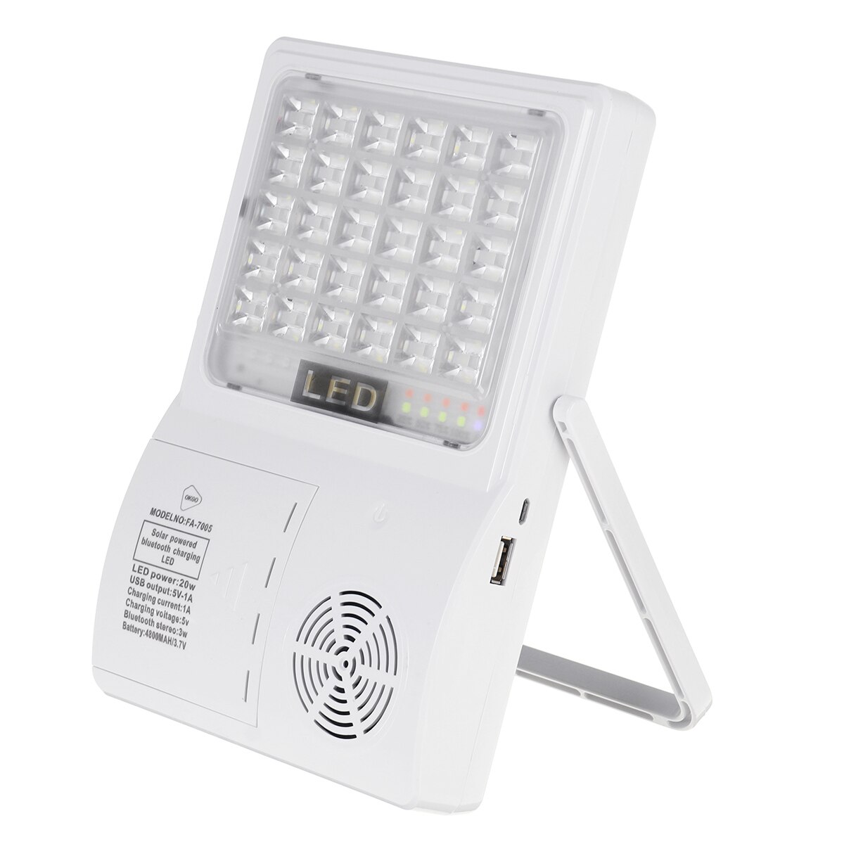 45 led multifunktionel bærbar solcelledrevet bluetooth musiklampe opladelig 5 tilstande udendørs camping nødbelysning