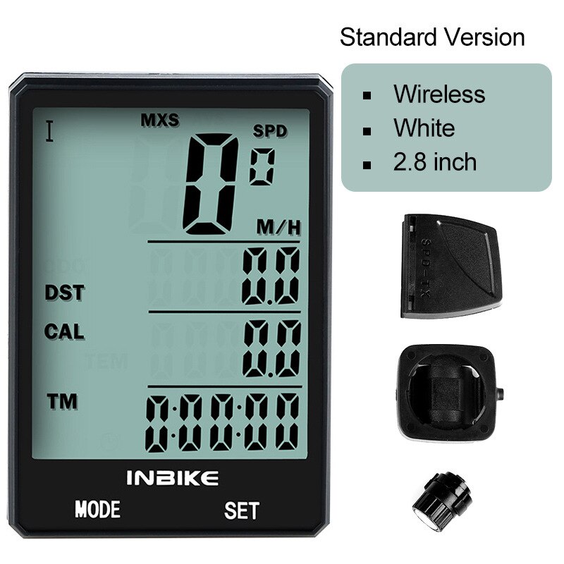 CX-9 Bike Computer Bicycle Speedometer Wireless Wired Bicycle Odometer Speedometer Cycling Stopwatch 2.8 inch giant screen: Wireless white light