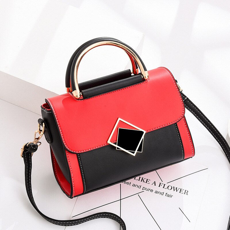 Borsa a tracolla monospalla moda semplice da donna coreana nuova moda autunno e inverno 2019 da donna: Red with Black