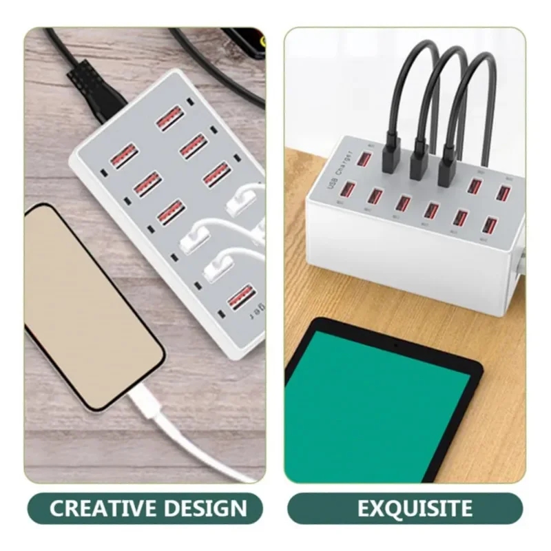 USB-laadstation 12-poorten oplader Desktop laadstation USB-oplaadhub Abs snel opladen mobiele telefoon US / EU / UK-stekker
