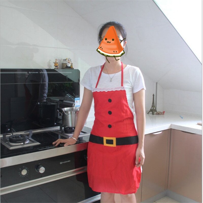 1PC Christmas Red Kitchen Aprons for Woman Xmas Decoration Xmas Decoration Aprons for Adult Novelty Couple Party