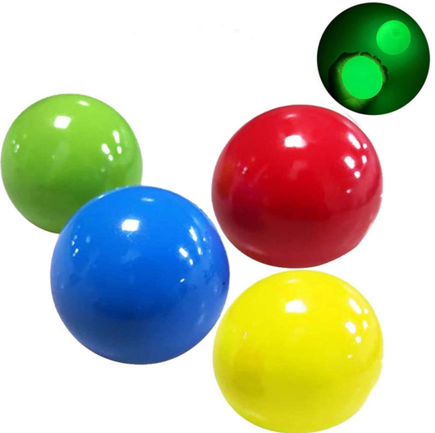 Sticky Wall Ball Set 4 PCS Fun Relieving Pressure Squeeze Stretch Balls Toy for Children Teenagers Adults