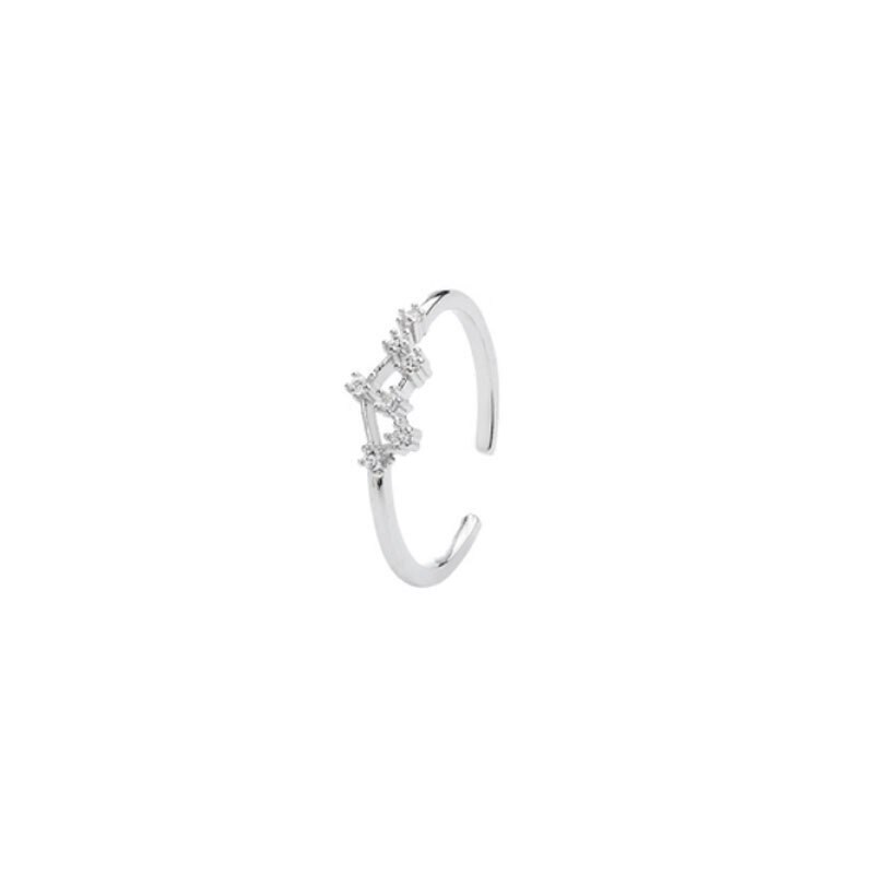 925 prata esterlina pino feminino estilo fresco e simples incrustado com pedra preciosa 12 constelações único anel: Gemini
