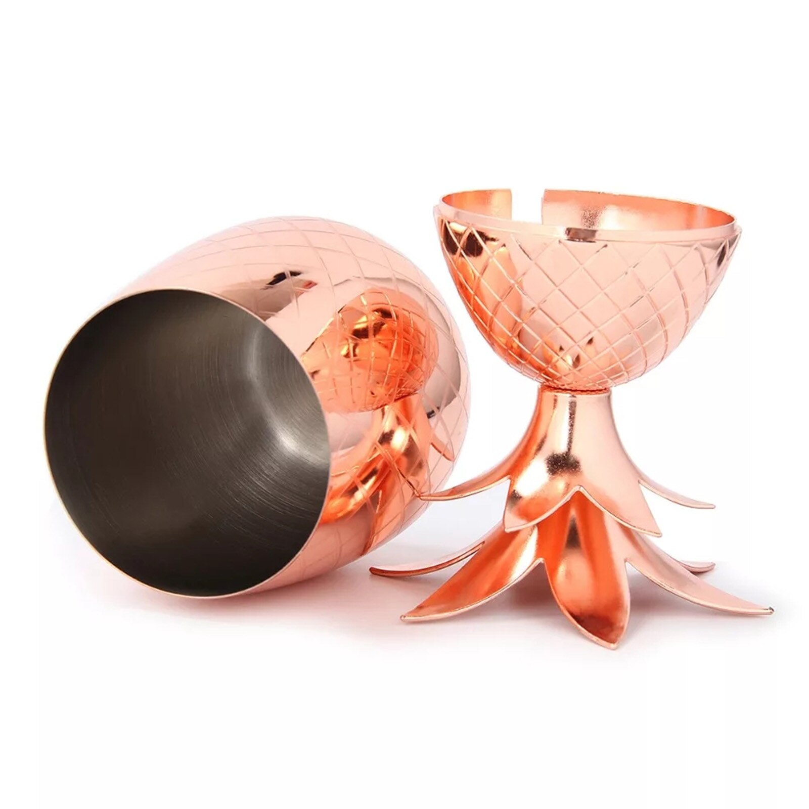 Pineapple Tumbler Mug With Copper Straw Handmade Food Safety Pure Stainless Steel Beer Wine Coffee Cup Glass Drink Cup