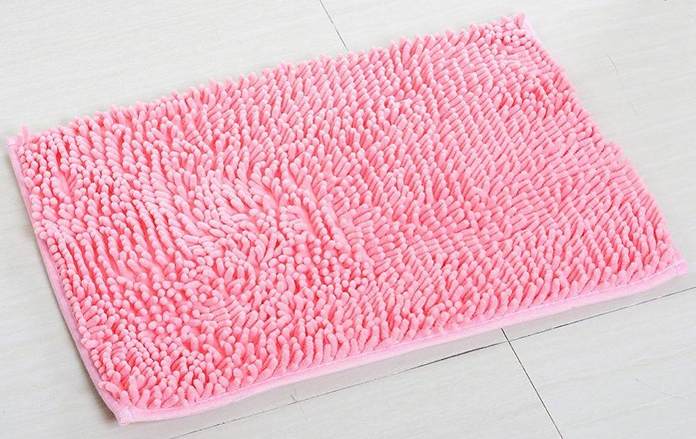 40*60 CM tapis de salle de bain Chenille tapis de bain antidérapants tapis de sol en microfibre absorbant l'eau rapide: Rose