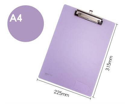 5 Colors A4 Plastic Clip Board Portable File Folder Clipboard with Hook Drawing Writing Pad Office Supplies Student Stationery: Purple