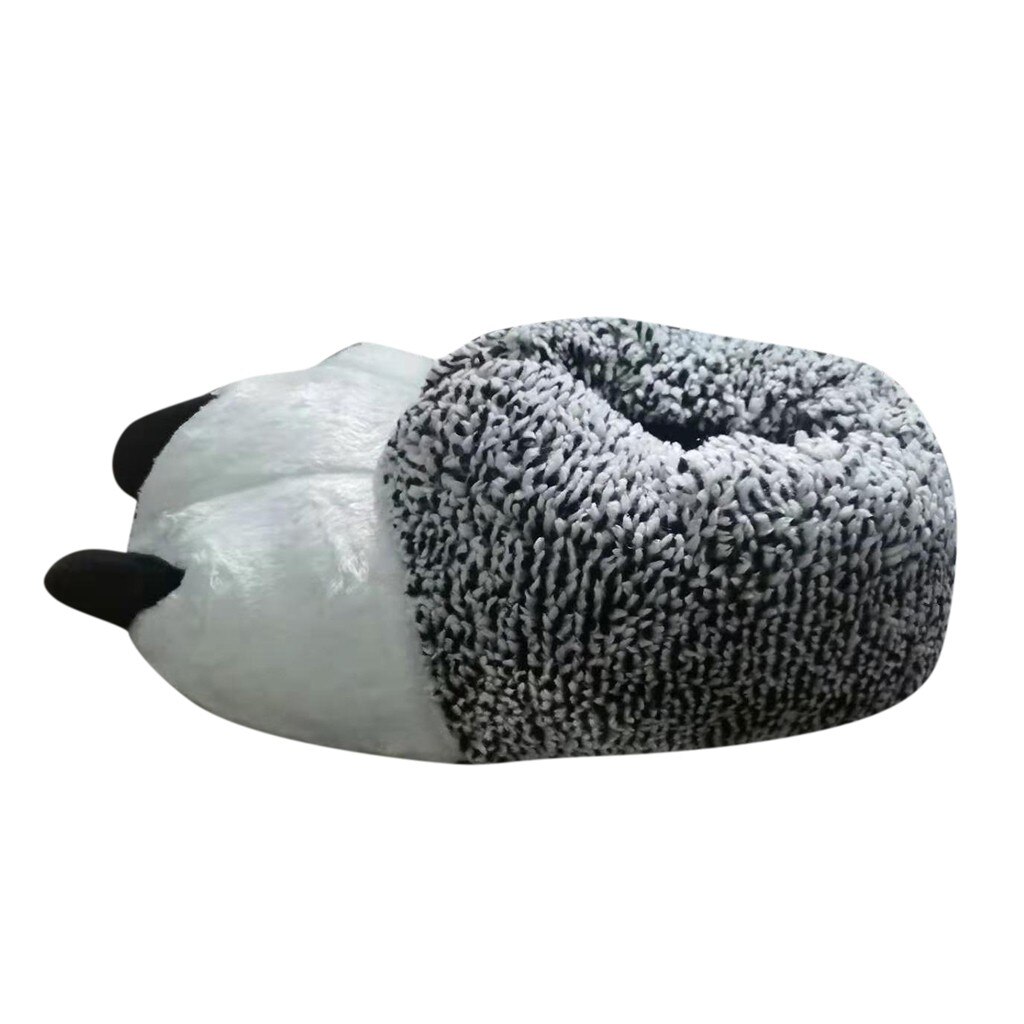 Winter Warm Soft Indoor Floor Funny Slippers Women Men Children Shoes Paw Animal Christmas Monster Dinosaur Claw Plush Home: Gray 36