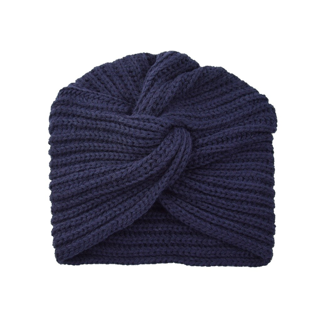 noeud Bandanas Turban automne hiver tricot Turban casquette solide Center croix femmes cheveux écharpes: 8