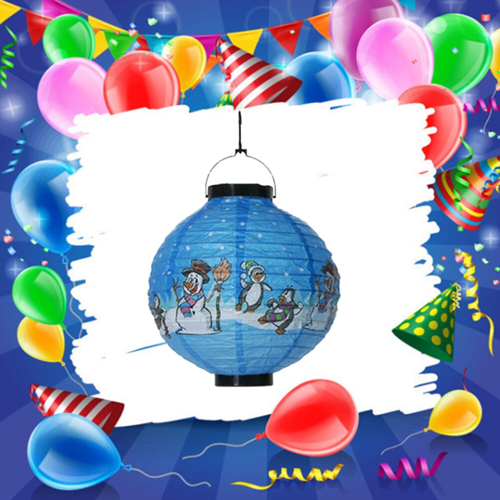 2pcs Christmas Luminous Paper Lantern Hangable Paper Lantern Christmas Scene Layout Decorations Not Battery