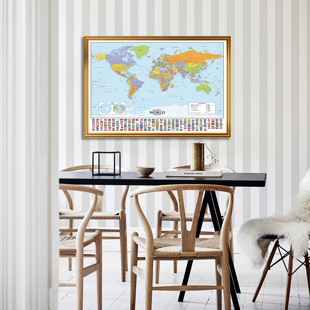 A1 Size The World Political Map Canvas Painting Wall Art Poster Living Room Classroom Home Decor Kids School Supplies