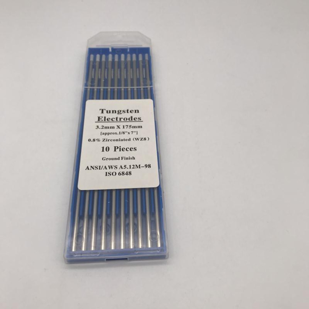 10pcs/1 Bag TIG Welding Tungsten Electrodes 0.8% Zirconiated WZ8 Tungsten Electrode Welding Rods (1.0MM x 150MM)