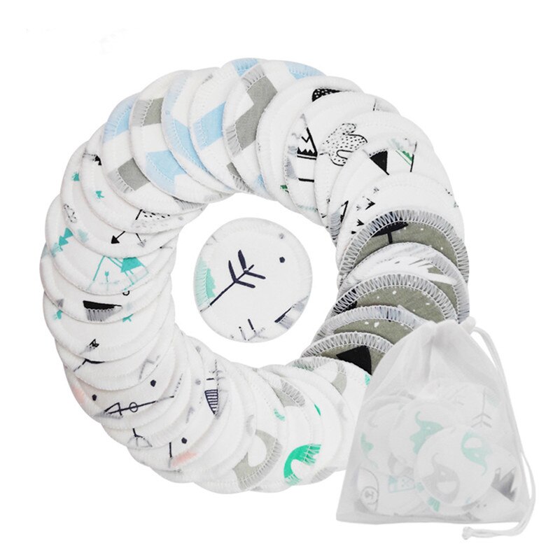 Almohadillas de algodón reutilizables para quitar el maquillaje Facial, almohadilla de limpieza de tres capas, lavable, con bolsa de lavandería, 12 Uds.: 12Pcs