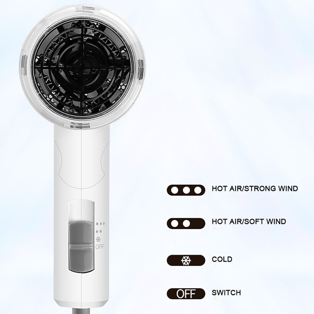 1200W Hair Dryer for Travel&amp;Home Lightweight Strong Wind Negative Ionic Blowdryer 3 Heat Settings Cool Setting Collecting Nozzle