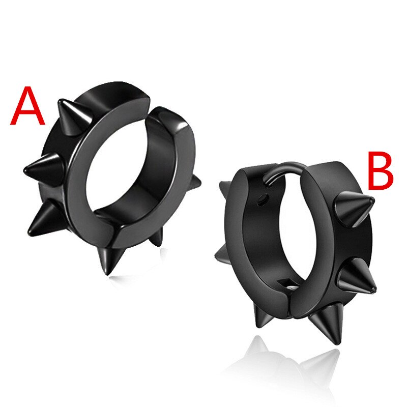 Huggie-pendientes de aro de acero inoxidable para hombre y mujer, aretes, tachuelas, remache de punta, góticos, accesorios, , joyería