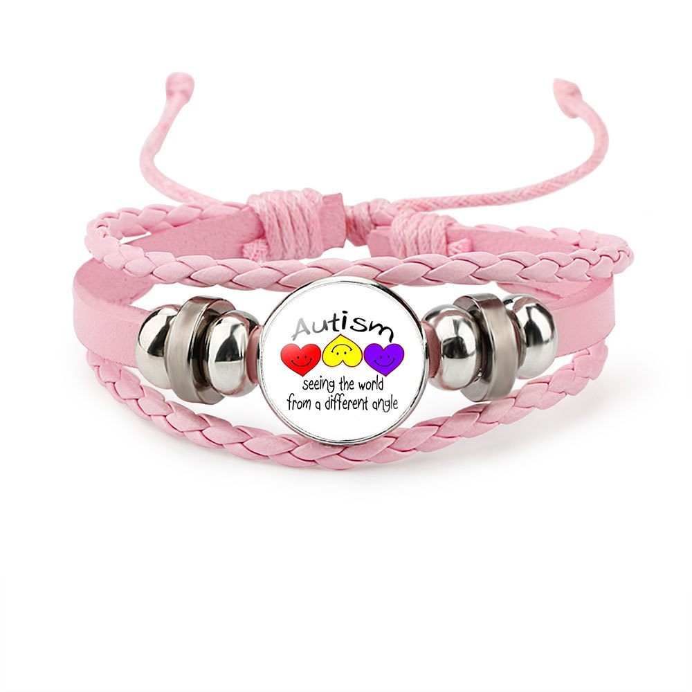 Autisme Moeder Awareness Armband Voor Kinderen Handgemaakte Gebreide Lederen Puzzel Bedelarmband Jongen Meisje Polsbandje Sieraden: 04