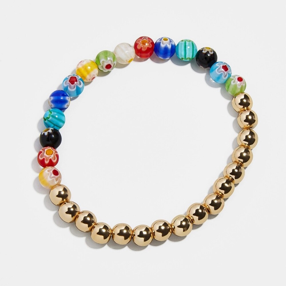 Alla moda Fatti A Mano In Oro di Colore Borda I Braccialetti Multi-Color Chamilia In Rilievo Della Boemia Braccialetto Elastico per Le Donne Accessori Dei Monili