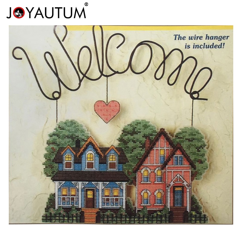 Plastic Cross Stitch Home Decoration Landscape Welcome COUNTED CROSS STITCH BANNER KIT 14 Count Embroidery Sets